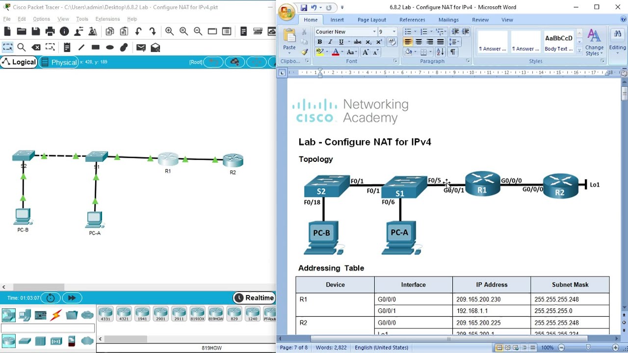 Нат лаб. Настройка Nat Cisco Packet Tracer. 6.2.2.5 Lab - Configuring ipv4 static. 6.8.1 Packet Tracer - configure Nat for ipv4.PKA решение ответы. Лабораторная работа. Отладка настроек Nat.