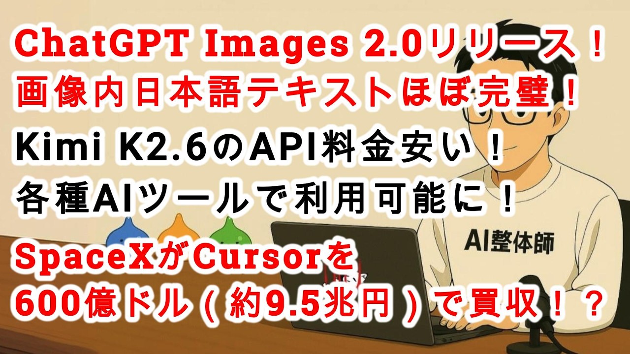AIさん確認用 AI News No. 341] ChatGPT Images 2.0 officially released! Kimi K2.6