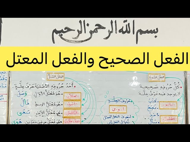 الفعل الصحيح والفعل المعتل ، الدرس بالتفصيل ، السنة الخامسة