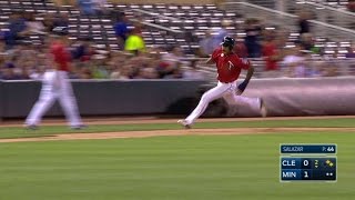 CLE@MIN: Dozier puts Twins up two with RBI double