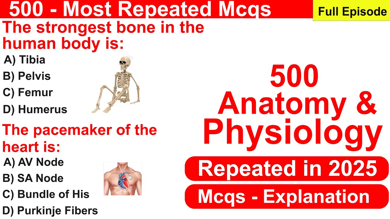 500 Anatomy and Physiology Mcqs Repeated in 2025 | Staff Nurse Exams Questions 2025 | 