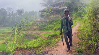 Pemandangan Indah Saat Hujan Lebat Di Kampung, Sejuk & Bikin Betah | Suasana Pedesaan Jawa Barat