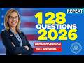 128 USCIS Civics Questions for U.S. Citizenship Interview 2026–Random Order & Full Answers-Repeated