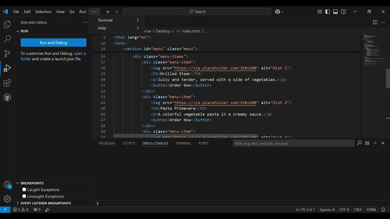 index html Visual Studio Code 2025 01 09 11 43 57 - YouTube