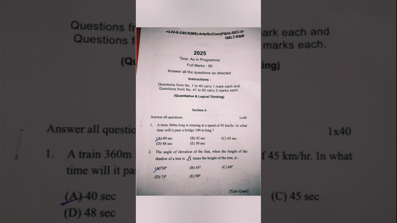 Plus 3 4th Semester 2025 Quantitative & logical thinking (Math) Utkal University | SEC-II