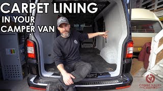 HOW TO PROFESSIONALLY LINE YOUR CAMPER VAN WITH 4WAY STRETCH CARPET  Do it yourself, at home!