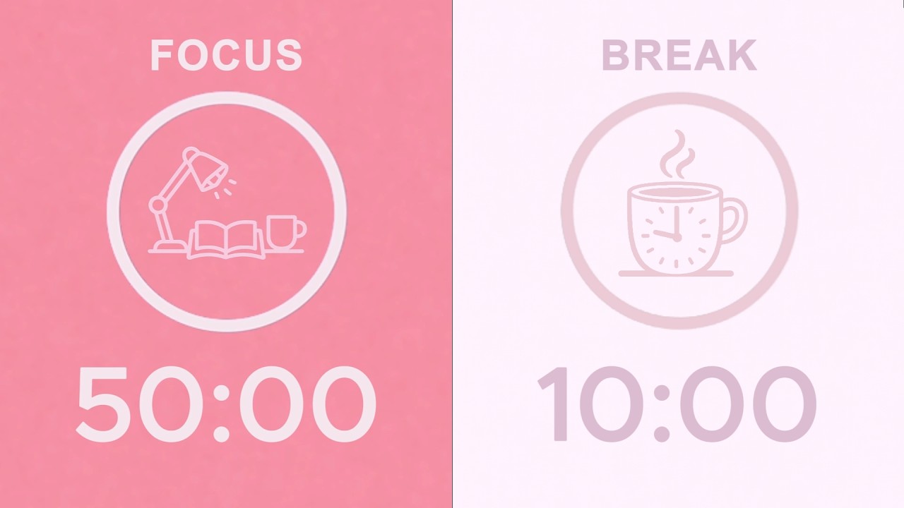 50/10 Pomodoro Timer with Pink Noise 🎧 6-Hour Study with Me for Deep ...