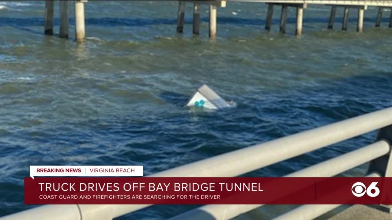 Box truck goes over the side of the Chesapeake Bay Bridge-Tunnel