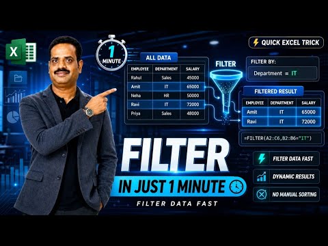 Learn FILTER Function in Excel in Just 1 Minute! 🚀| Sanjay Tech Hub 