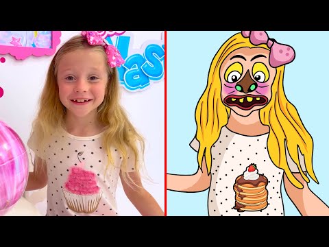 Nastya flies on a trip to learn about Russia | Funny cartoon drawing meme😂 part 77