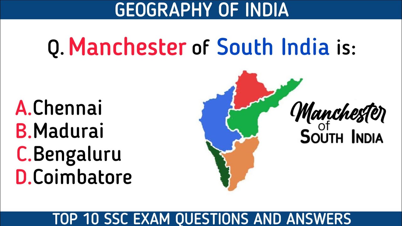 Top 10 SSC Exam Questions and Answers on Geography of India