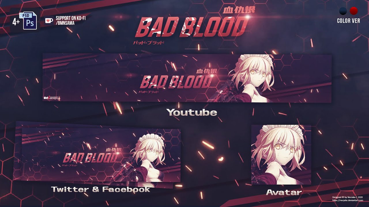Anime Youtube Banner Template - Bad Blood《血仇恨》[Free Download/Ordered] -  YouTube