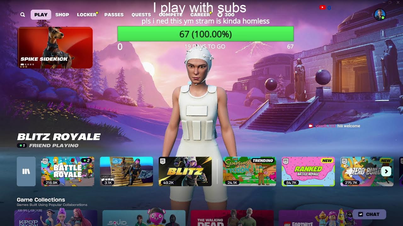 playingh fortnite join and say hi first steram