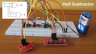 How to make Half Subtractor on Breadboard