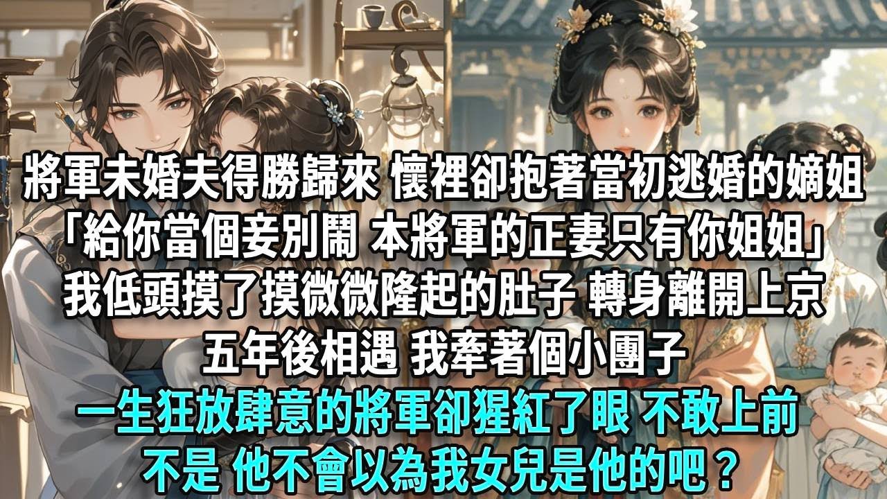 將軍未婚夫得勝歸來，懷裡卻抱著當初逃婚的嫡姐。「給你當個妾別鬧，本將軍的正妻只有你姐姐。」我低頭摸了摸微微隆起的肚子，轉身離開上京。五年後相遇，我牽著個小團子，一生狂放肆意的將軍卻猩紅了眼，半步不敢上