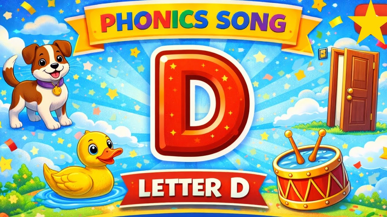 Phonics Song – Letter D 🅳 | D for Dog, Duck, Drum & Door