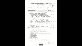 3rd class FA2 Mathematics question paper 2023-2024
