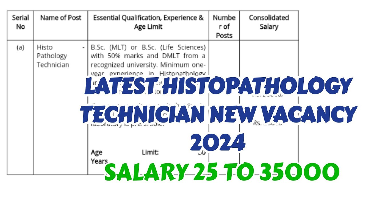 HISTOPATHOLOGY TECHNICIAN || LATEST LAB TECHNICIAN NEW VACANCY 2024 || WATCH FULL DETAILED VIDEO||