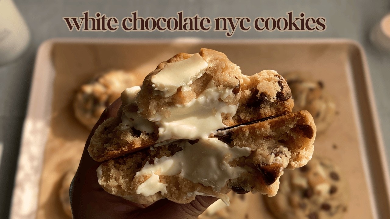 White Chocolate Stuffed NYC Cookies Bake With Me - YouTube