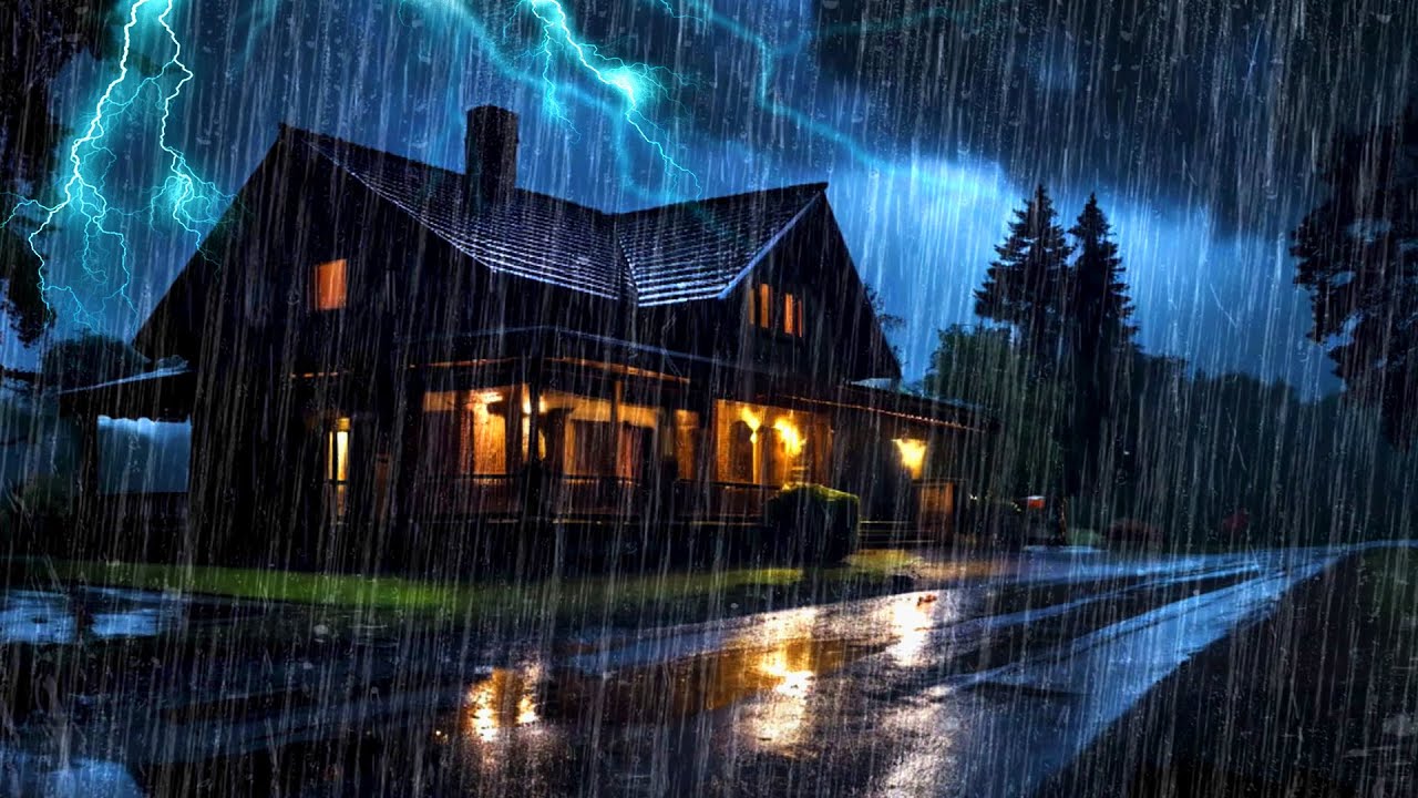 Night Rain and Thunder Sounds for Cozy Sleep Ambience, Relax, Insomnia ...