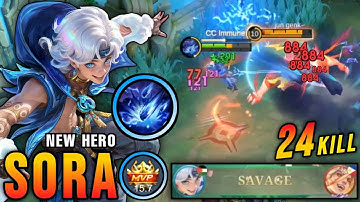 3 Minutes SAVAGE!! 24 Kills Sora MLBB New Hero 100% Overpowered!! - New Hero Tryout ~ MLBB