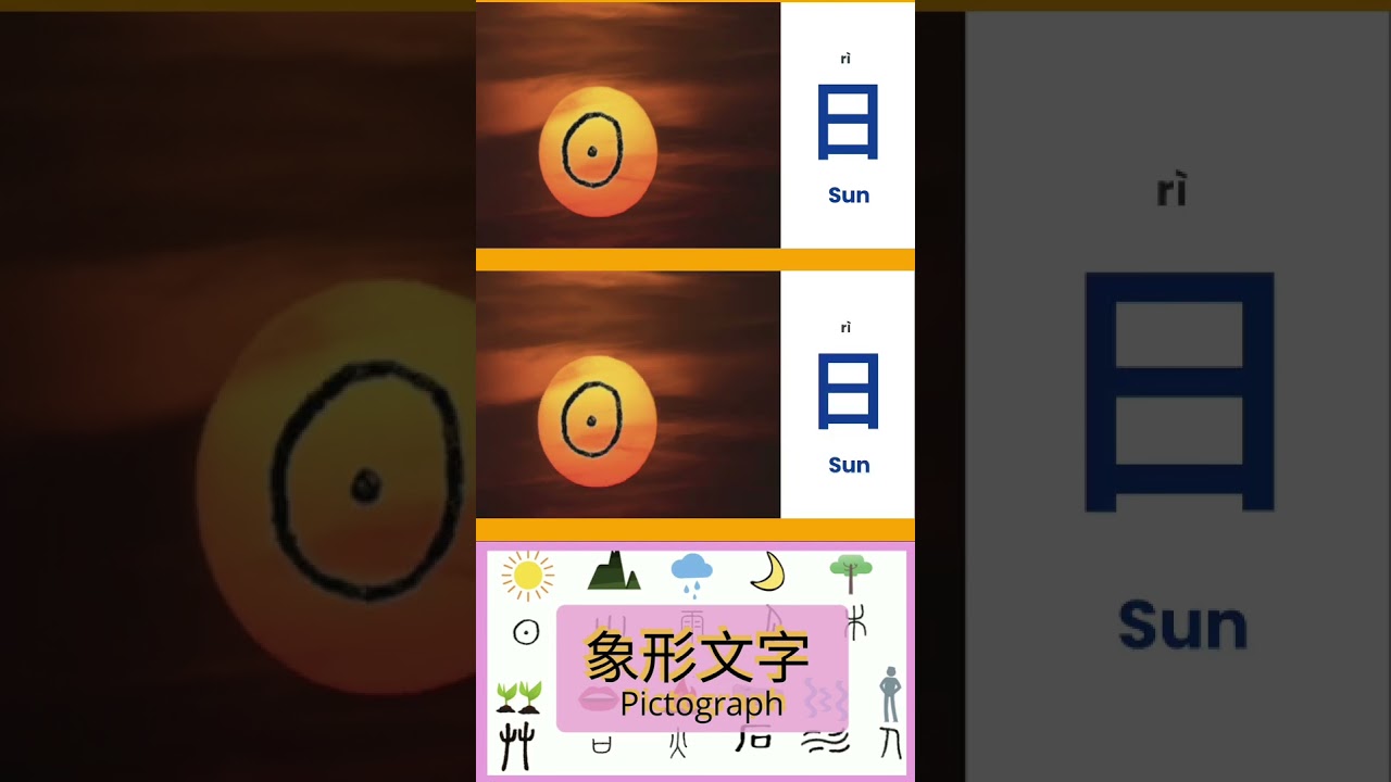 日 Sun - Chinese pictographic characters- sun | 象形文字 |Chinese #36个字 #汉字#三十六个字#picture #象形文字#36#shorts