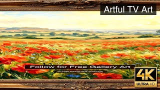 Vibrant Poppy Fields of Summer: Impressionist 4K Frame TV Art #Shorts