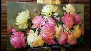 #58 Как НАРИСОВАТЬ ПИОНЫ маслом. Цветы маслом | How to Paint Peonies. Flowers Oil Painting