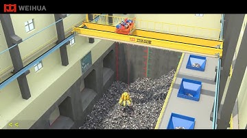 Smart Overhead Crane with Grab for Wastes Handling at Incineration Plant