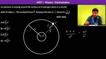 An electron is moving around the nucleus of a hydrogen atom in a circular orbit of radius r . The