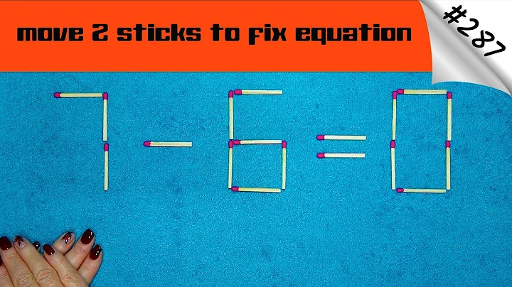 Matchstick puzzle #287 | Match puzzle 7-6=0 with hint and solution.