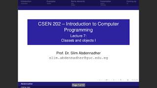 CSEN202 Lecture 7