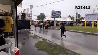 Unc Gears Up For Celebration In Rain. Video Sue-Ann Wayow