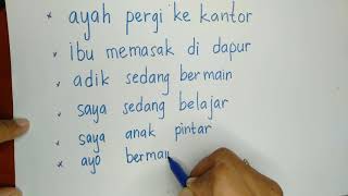 belajar menulis huruf untuk tk dan sd dalam kalimat huruf lepas di kertas kosong