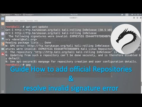 How to add official repositories & resolve invalid Signature error in Kali Linux