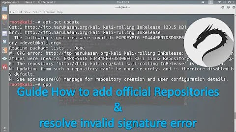 How to add official repositories & resolve invalid Signature error in Kali Linux