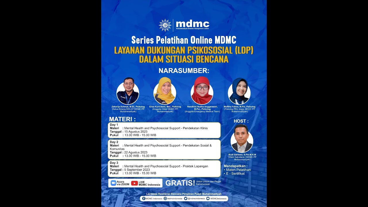 series #pelatihan #online #mdmcindonesia LAYANAN DUKUNGAN PSIKOSOSIAL DALAM  SITUASI BENCANA 