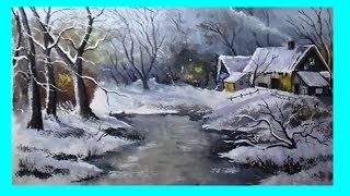 Как зиму поэтапно рисовать гуашью/ Painting of a winter landscape step by step in gouache Как зиму поэтапно рисовать гуашью/ Painting of a winter landscape step by step in gouache