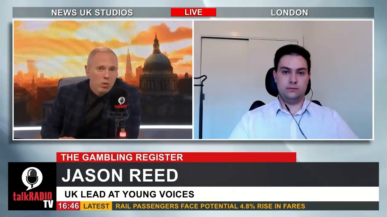 Jason Reed Podcaster talkRADIO: Gamblers' Register – Jason Reed, Young Voices UK - YouTube