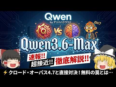 【速報】4/20登場！中国最強AI「Qwen3.6-Max」Claude Opus 4.7超えなるか？無料の罠も解説