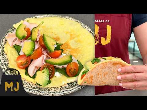 Tortilla abierta con pavo y espinacas: lista en 5 minutos