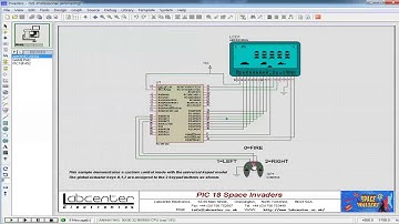 PIC18 Space Invaders LCD game by Proteus