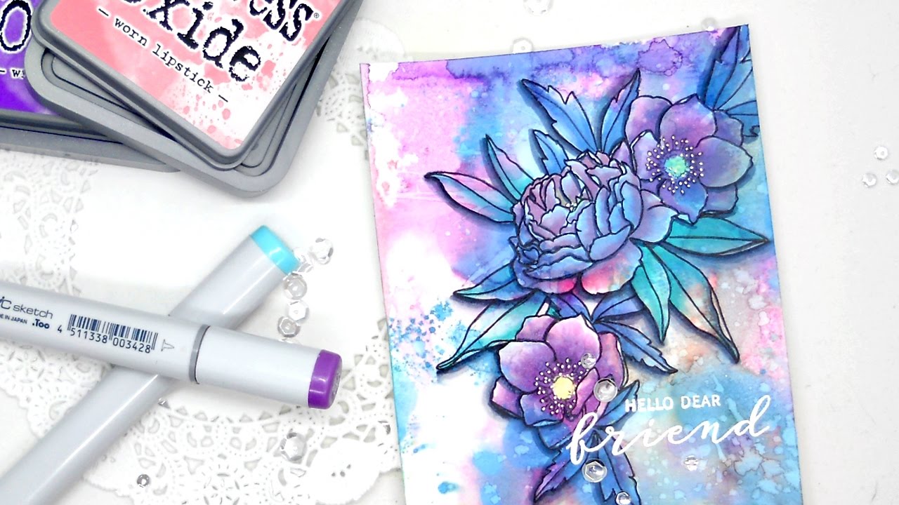 Distress Oxide Inks Meet Copics with Kelly - YouTube