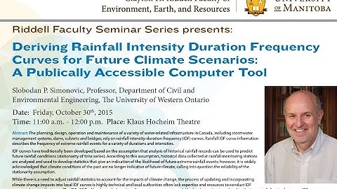 Oct 2015 - Deriving Rainfall Intensity Duration Frequency Curves for Future Climate Scenarios