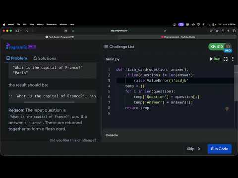 🎥  DSA the Python Way — Ep. 12: Build a Simple Flash Card in Python