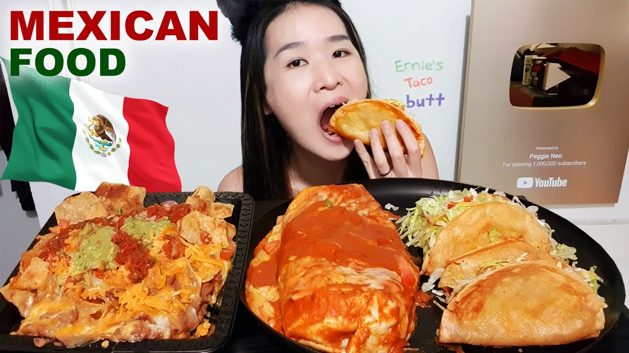 AUTHENTIC MEXICAN FOOD FEAST! Giant Burrito, Crunchy Tacos & Cheesy Nachos - Mukbang w/ Asmr Eating