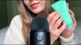 ASMR skincare haul✨| whispered rambles, tongue clicking, tapping