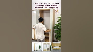 Tủ Quần Áo Gỗ MDF Melamine Màu Vàng 4 Cánh Trắng Hiện Đại