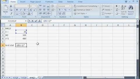H4Q3: Chi-square test of variance in Excel, with p-value calculation
