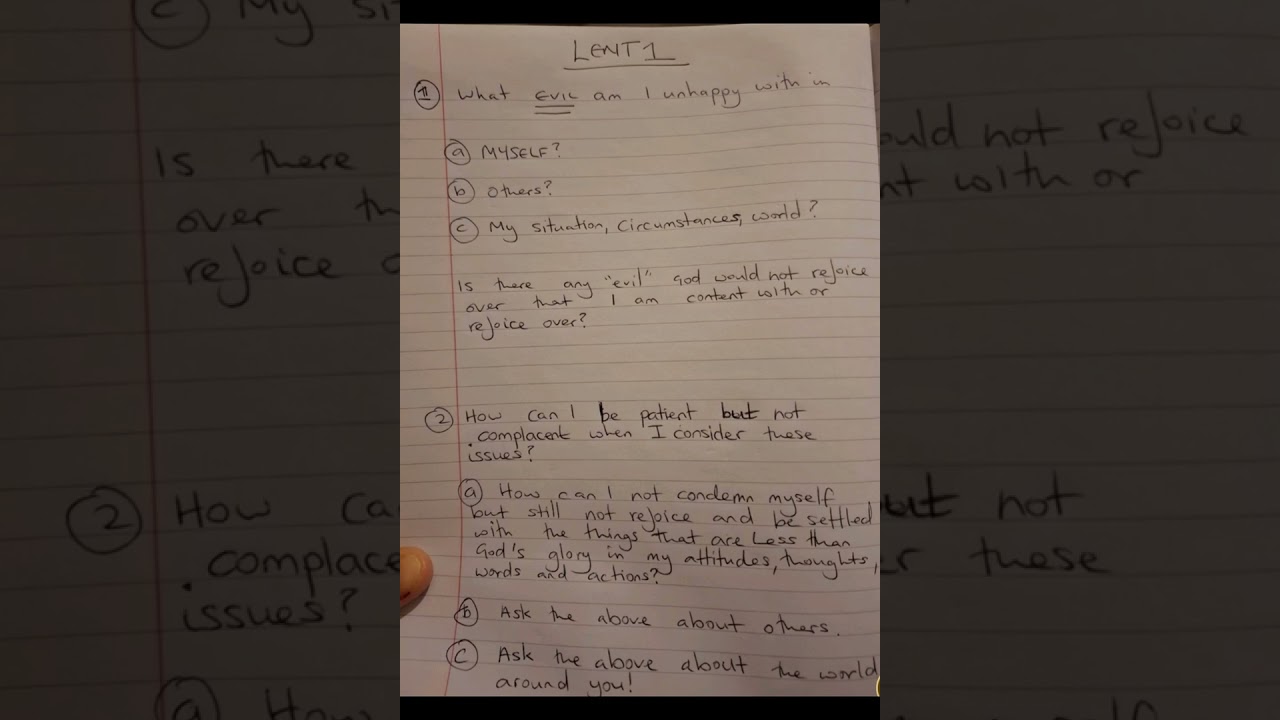 LENT WEEK 1 REFLECTION EXERCISE